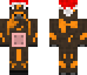 orange cow with santa hat