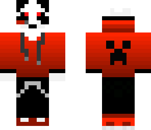 panda with red hoodie