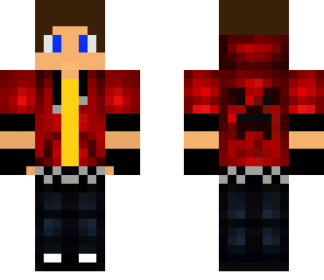 red hoodie creeper with blue eyes