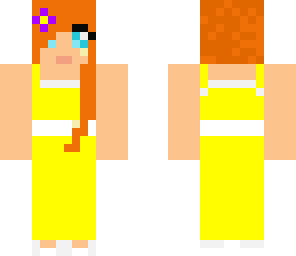 long dress yellow red hair