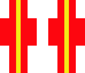red guy with yellow stripes