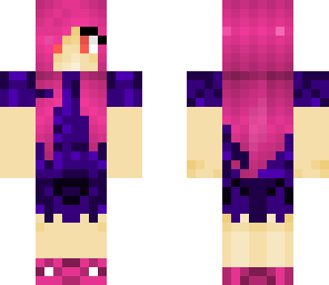 pink hair girl purple dress