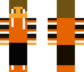 a guy in orange jacket