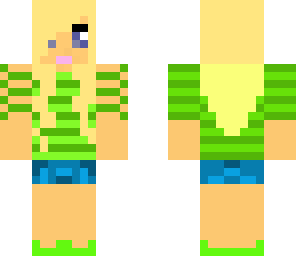 green puffy hair girl