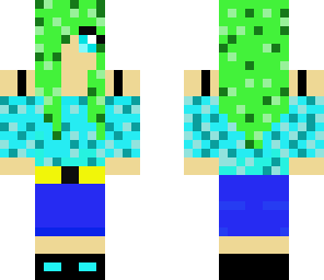blue and green cute girl
