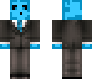 light blue slime in a suit
