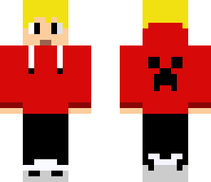 mason in a red creeper hoodie