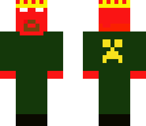 red herobrine with pajamas and crown