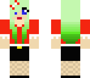 green haired girl in christmas costume