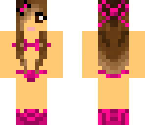 girl in swimsuit with pink bow