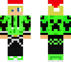 green christmas kid with santa hat