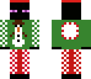 enderman wearing a christmas sweater and santa hat
