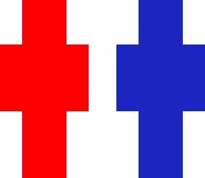 blue and red