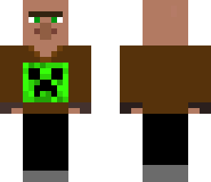 villager with a creeper shirt