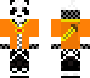 panda with orange shirt and amulet