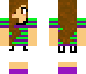 purple and green striped girl