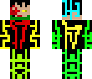 hooded neon red man