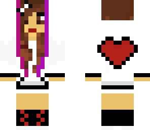 heart hoodie girl with pink and purple streaks