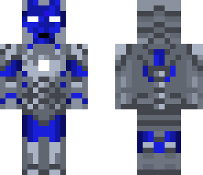 silver and blue iron man