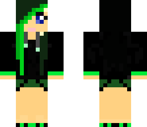 green girl in black hoodie