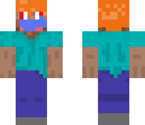 steve with smashed pumpkin on his head shooting