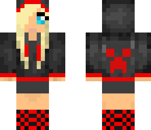 girl with red creeper hoodie