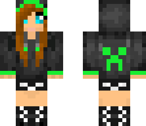edited green creeper hoodie girl