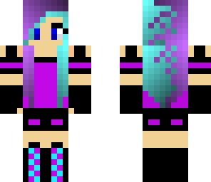 blue and pink rocker girl