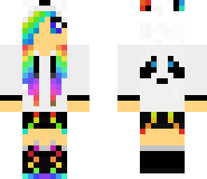 rainbow hair girl with panda hoodie 2