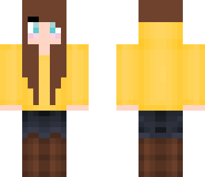 burnette in a yellow hoodie