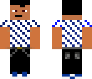 popman in blue and white