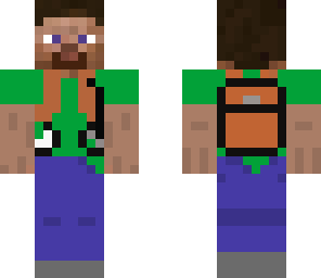 green steve with bag