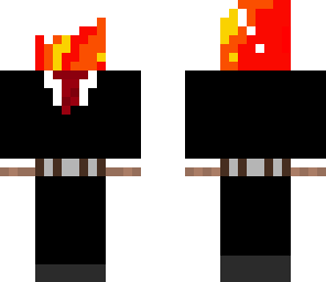 burning head in a suit