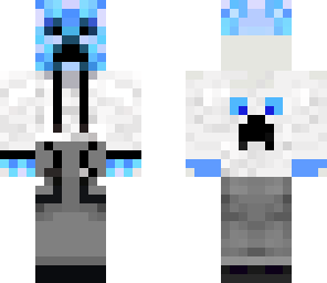 blue creeper in hoodie with head set