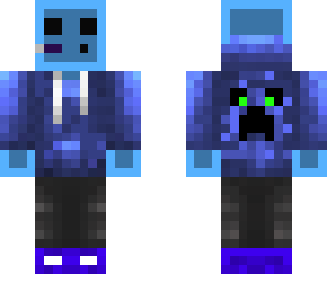 blue dj gamer slime in a creeper hoodie