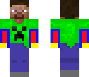 steve with creeper shirt and gloves
