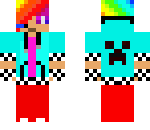 remake of teen with headphones with rainbow hair