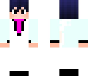 my white suit with black top and pink tie
