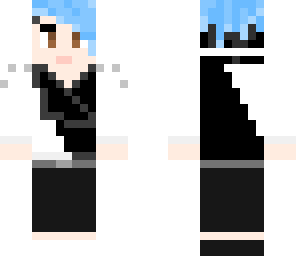 blue key - black and white outfit