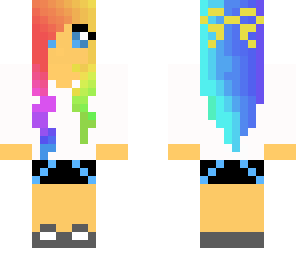 rainbow girl with bow at the back