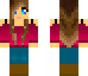 casual girl in cranberry red shirt