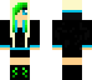 scene girl green with blue