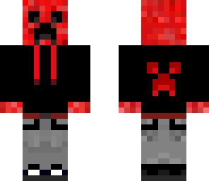 red creeper in black hoodie | Minecraft Skin