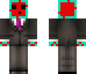 red and light blue slime in a suit