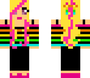 neon girl with blonde and pink hair