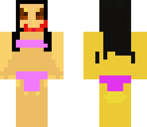 black hair purple bikini