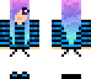 blue stripe headphone girl