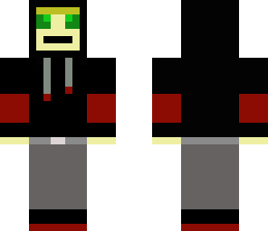 black hood with red stripes
