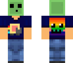 boy with slime head and nyan cat shirt