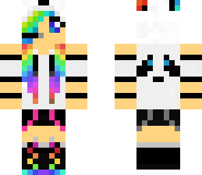 rainbon panda girl with headphones